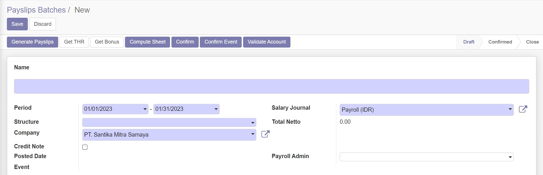 Create Payslips Batches