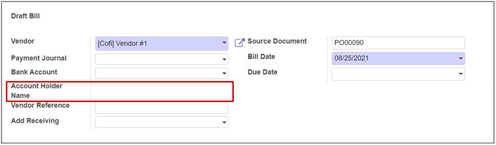 Add new field of accoount holder name