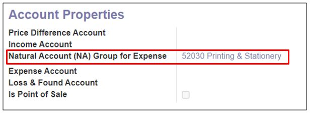 Account Groups setting in Product Category