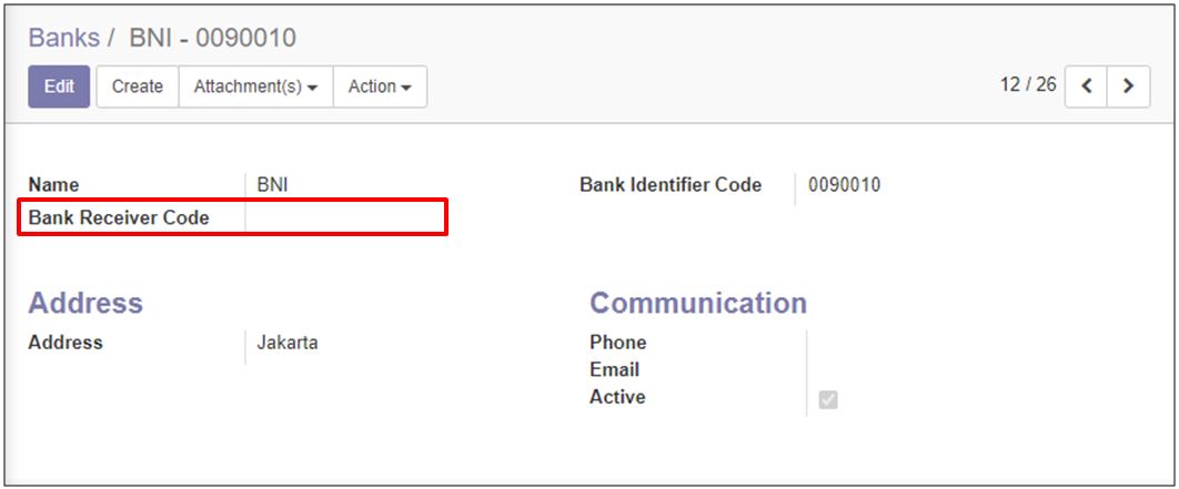 Add new field of Bank Receiver Code