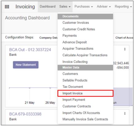 Import Invoice Menu