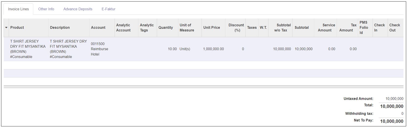 Invoice input on PPh as Journal Payment