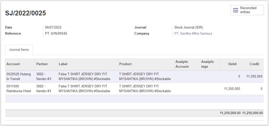 Jouranl Entry receiving