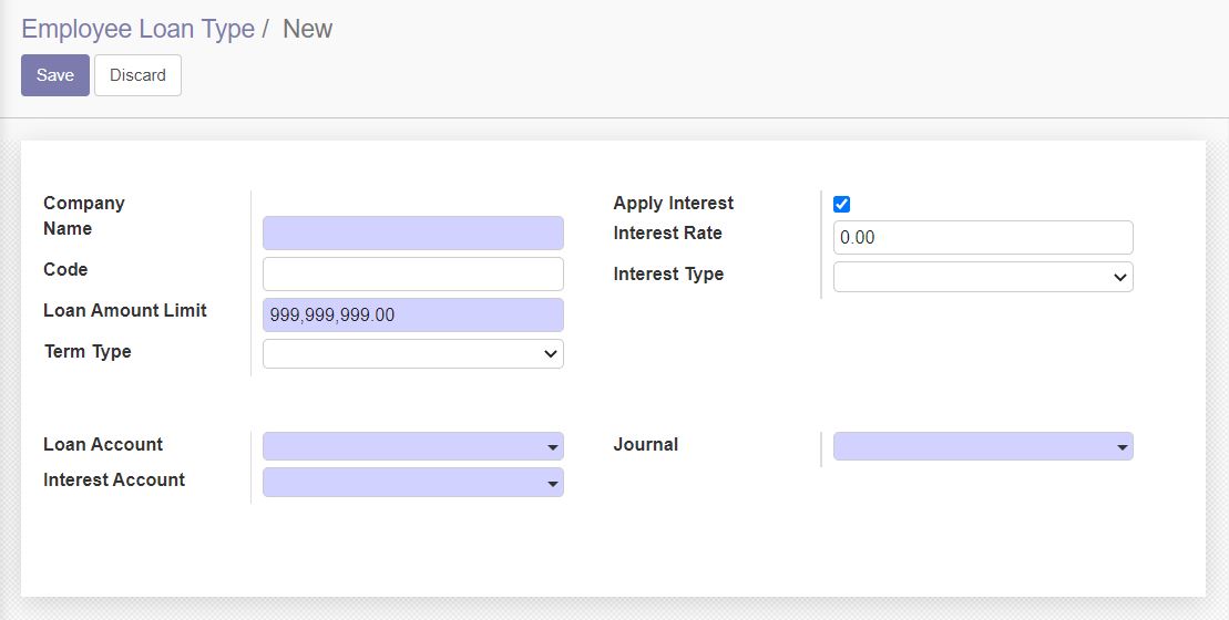 Loan Type Settings