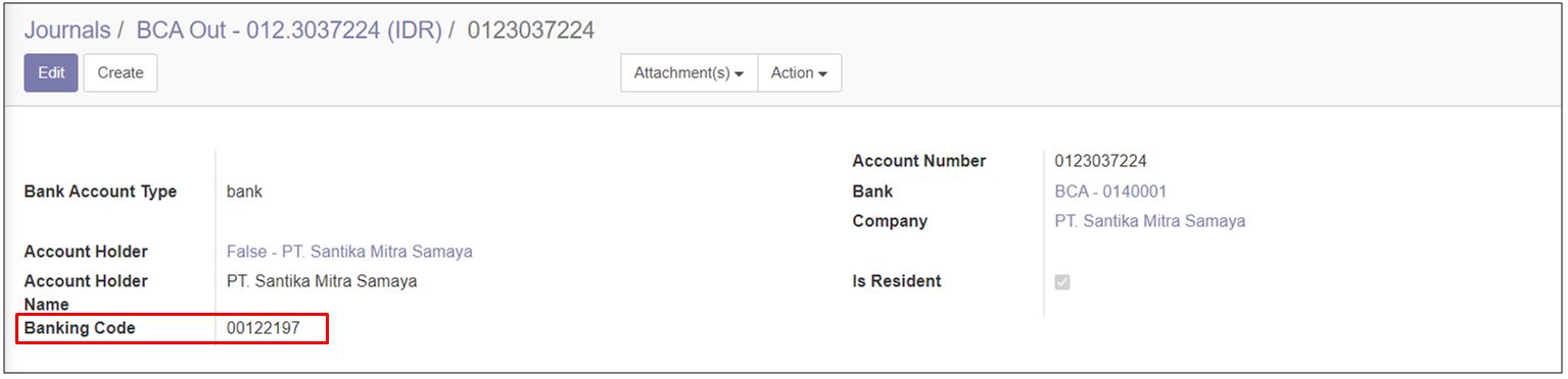 Add Banking Code field