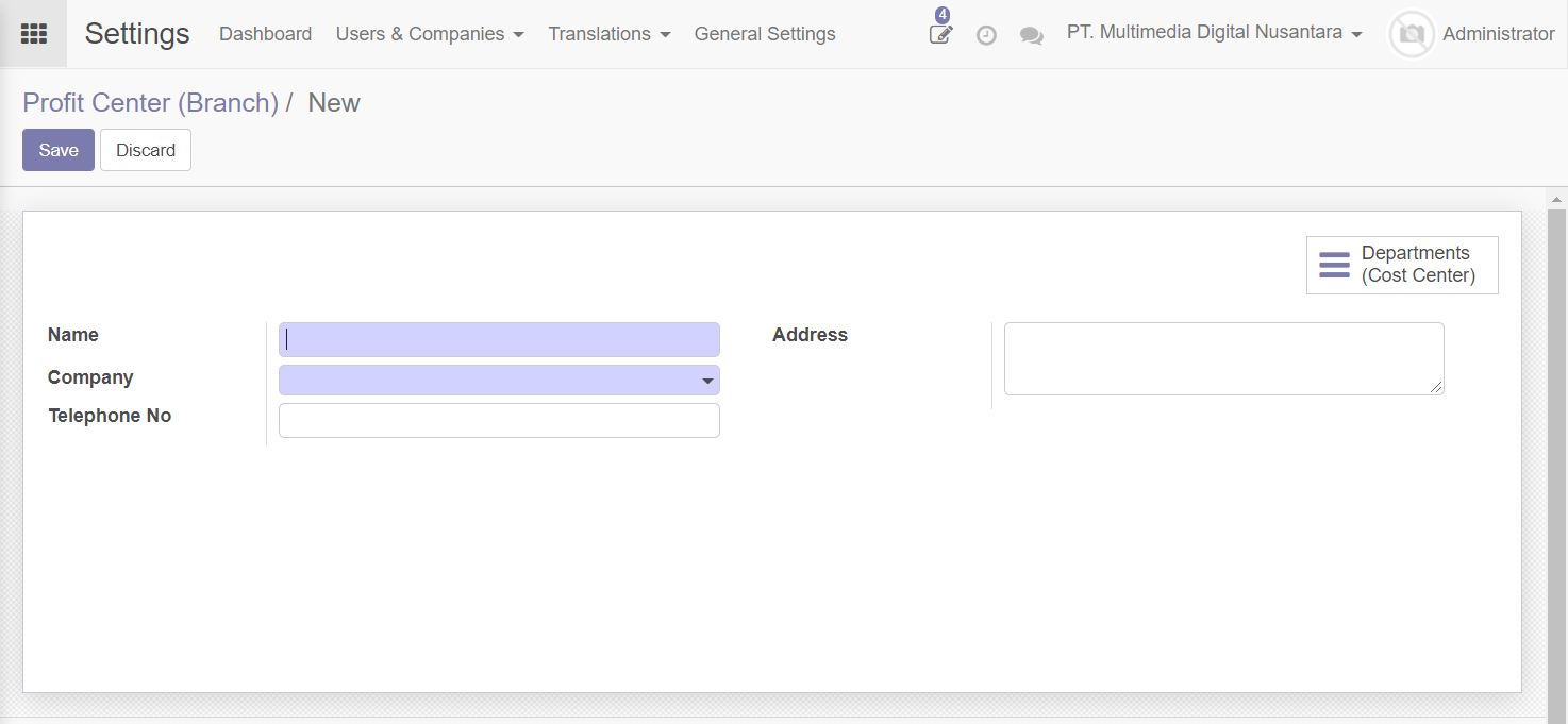 New branch form