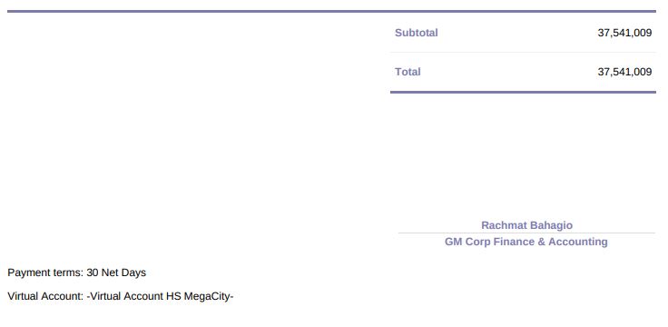 Printed Invoice Virtual Account