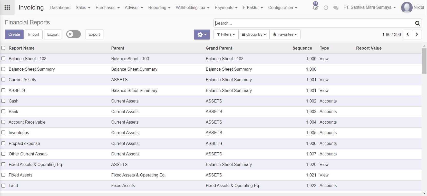 Screen Financial Reports