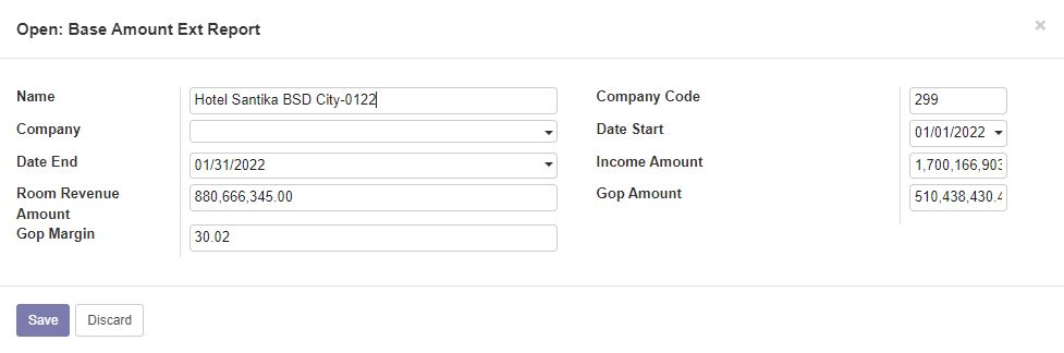 New data table to save financial data temporarily