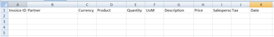 Template import invoice